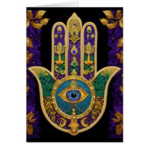 Mardi Gras Hamsa Imprimir tarjeta de felicitación
