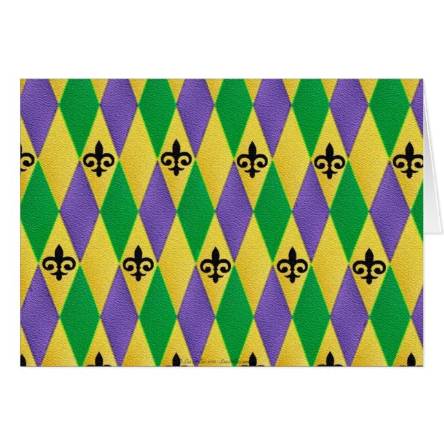 Mardi Gras Harlequin Fleur De Lis (Anverso (Horizontal))