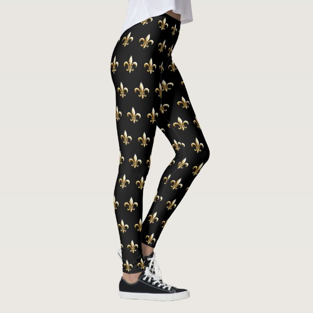 Mardi Gras Leggings fleur de lis gold negro (Derecha)