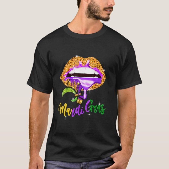 Mardi Gras Lip Biting Dientre Vestidos Brillantes (Anverso)