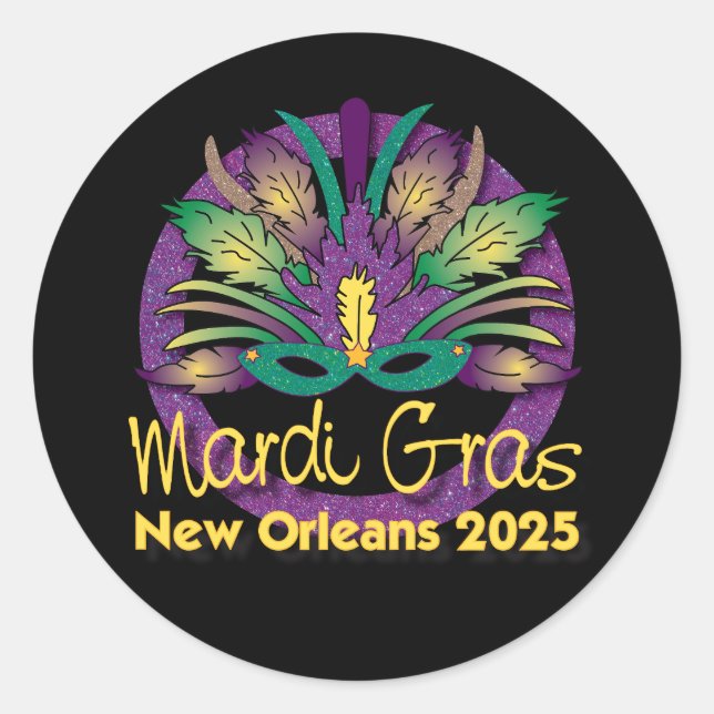 Mardi Gras Pegatina de la máscara de Nueva Orleans (Anverso)