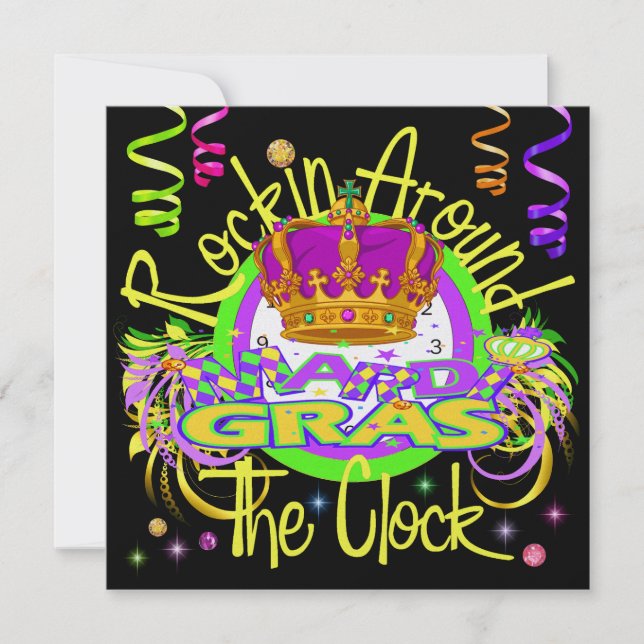 Mardi Gras - Rockin alrededor de la invitación al  (Anverso)