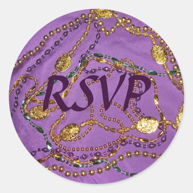 Mardi Gras RSVP Pegatina (Anverso)