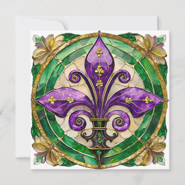 Mardi Gras Seted Glass Fleur di lis (Anverso)