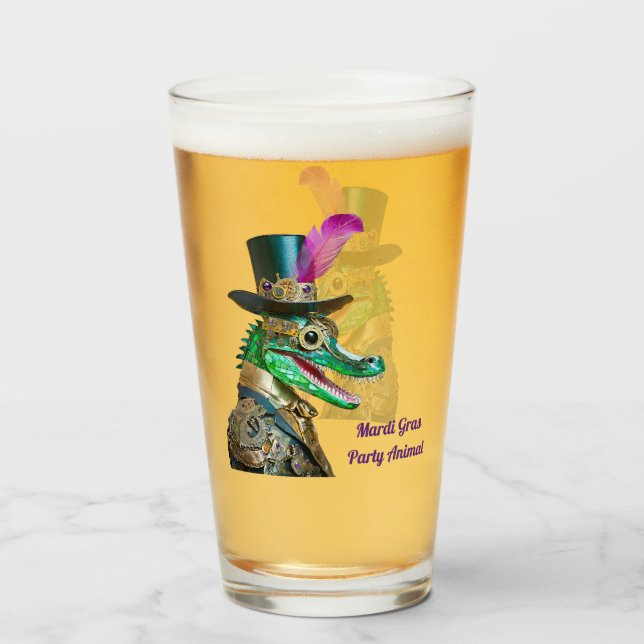 Mardi Gras Steampunk Fiesta Animal Alligator (Reverso (lleno))