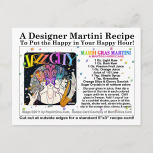 Mardi Gras - Tarjeta de receta Martini de Martini 