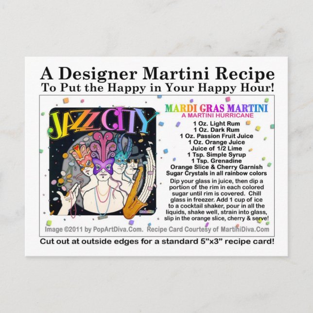 Mardi Gras - Tarjeta de receta Martini de Martini  (Anverso)