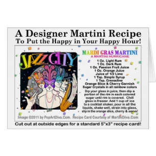 Mardi Gras - Tarjeta de receta Martini de Martini
