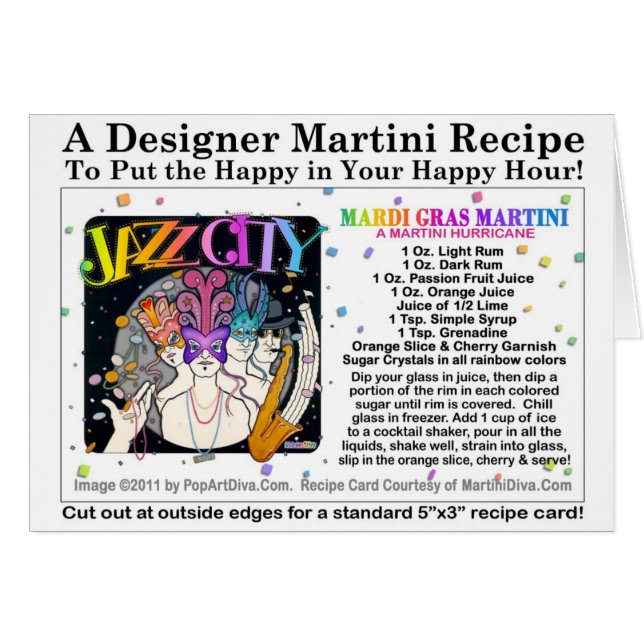 Mardi Gras - Tarjeta de receta Martini de Martini  (Anverso (Horizontal))