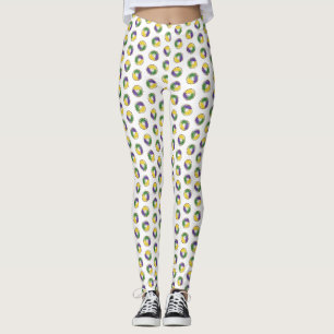 Mardi Gras- todo el rey Cakes Leggings