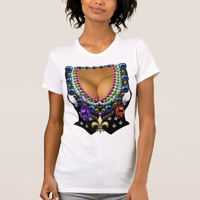 Mardi Gras Vest con una camiseta con perlas (Anverso)
