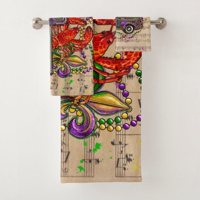 Mardi Gras Vintage Crawfish Fleur De Lis (In situ)