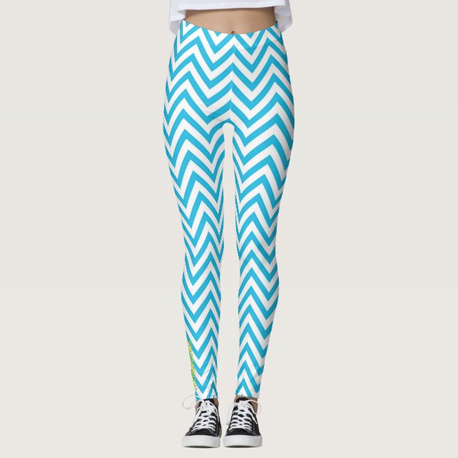 Marea Eléctrica: Leggings Azul y Blanco Chevron (Anverso)