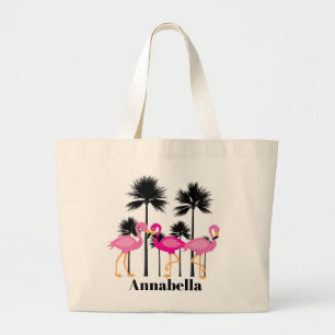 Marea fina rosa flamingo agregar nombre a la bolsa