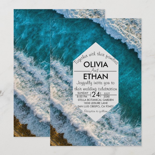 Marea náutica marina moderna Invitación a la boda (Anverso / Reverso)