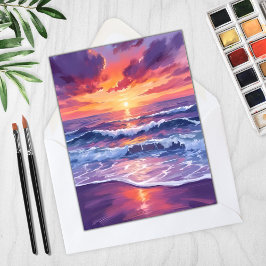 Marea Violeta | Olas del Océano en la Puesta de So
