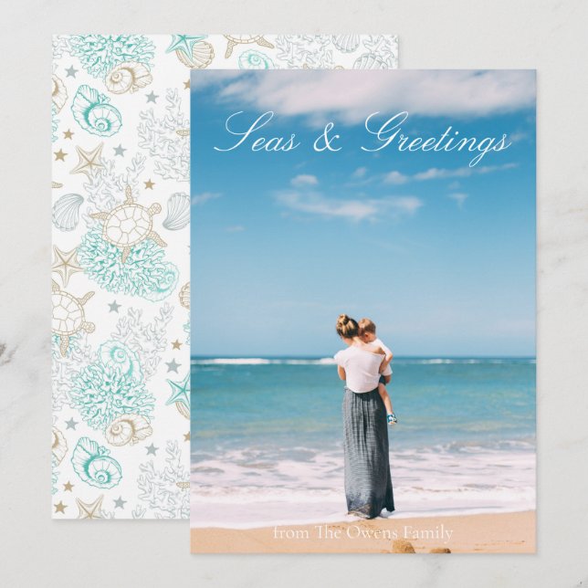 Mares Amor Mar y Saludos Tarjeta plana de fotos oc (Anverso / Reverso)