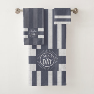 Mares del día Denim Blue Striped Nautical Theme