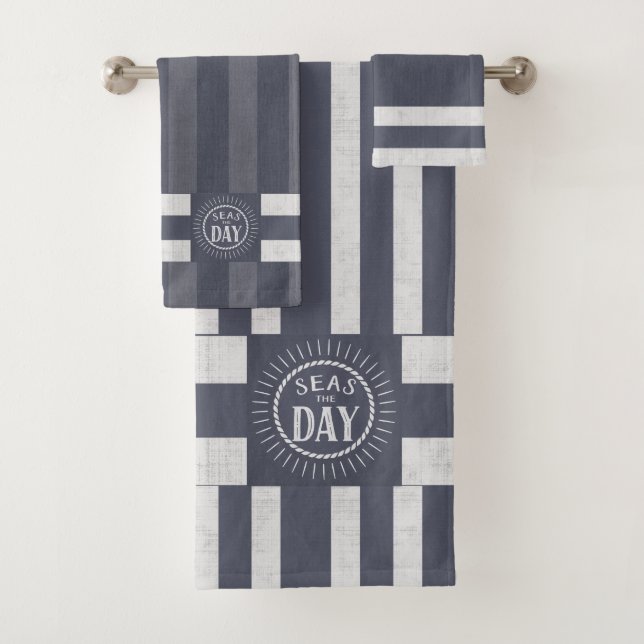 Mares del día Denim Blue Striped Nautical Theme (In situ)