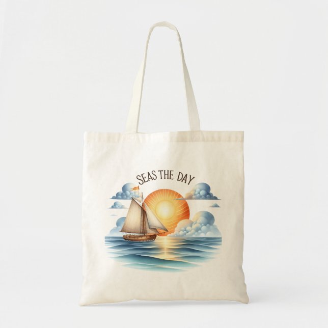 "Mares El Día" Bolsa De Tote De La Barca Marítima (Frente)