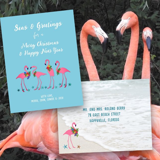 Mares y saludos Flamingos Personalizado tarjeta po (Subido por el creador)