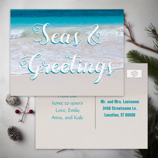 Mares y saludos Navidades de playa postal (Subido por el creador)