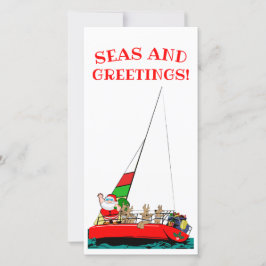 Mares y tarjeta de Navidad náutica de los saludos
