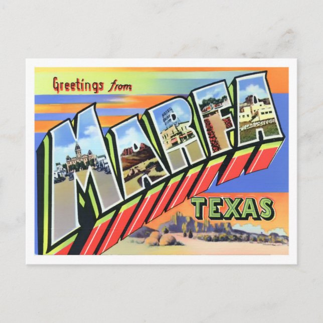 Marfa, Texas Viñeta Cartas Grandes Postales (Anverso)