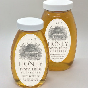 Marfil 32 oz Etiqueta de miel Queenline (Vintage S