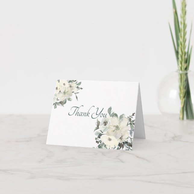 Marfil acuarela floral tarjeta de agradecimiento (Anverso)