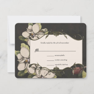 Marfil Black Copper Magnolia Wedding RSVP