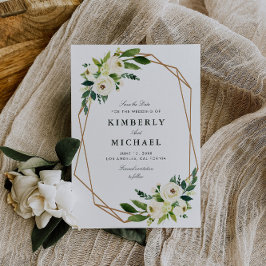 marfil blanco floral geométrica guardar la tarjeta