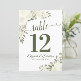Marfil Boda Floral Blanco Número de tabla Tarjeta 