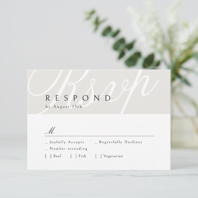 Marfil Classic Elegant Calligraphy Wedding RSVP (Anverso de pie)