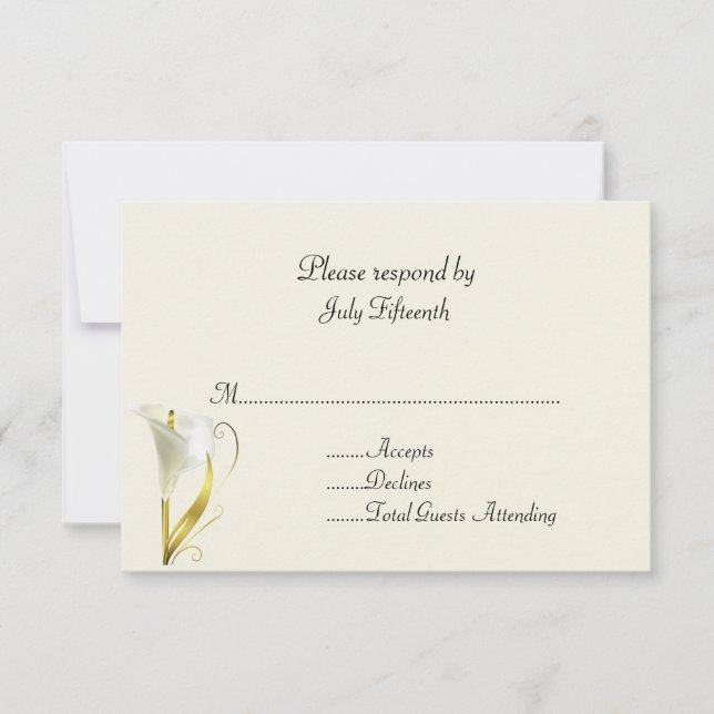 Marfil con tarjeta RSVP de Calla Lily Wedding (Anverso)