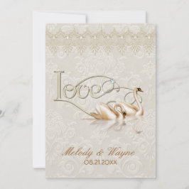 Marfil de Damask Swan Elegance - Invitación a la b