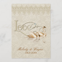 Marfil de Damask Swan Elegance - Invitación a la b
