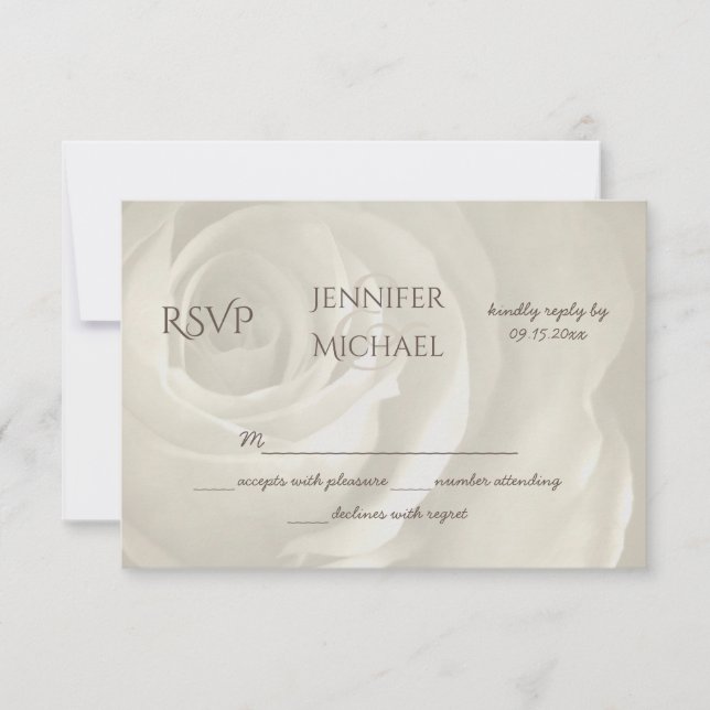 marfil floral simple boda elegante RSVP (Anverso)