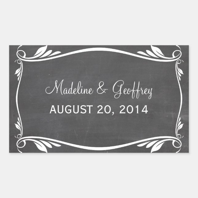 Marfil Flourish Chalkboard Bodas Pegatinas (Anverso)