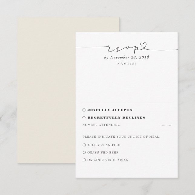 Marfil Modern Wedding Minimal RSVP (Anverso / Reverso)
