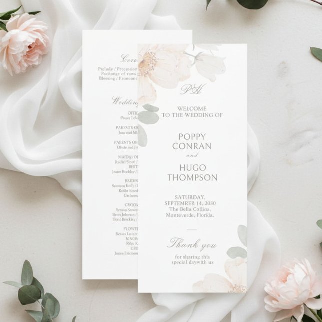 Marfil | Programa de Boda de Flor de Acuarela Chic (Subido por el creador)
