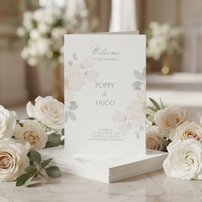 Marfil | Programa de Boda de Flor de Acuarela Chic (Subido por el creador)