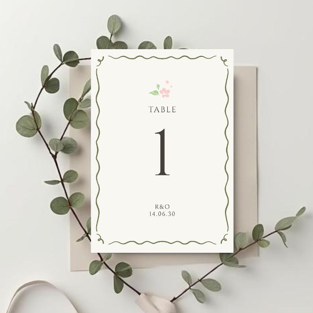 Marfil | Tarjeta de número de mesa de boda floral  (Subido por el creador)