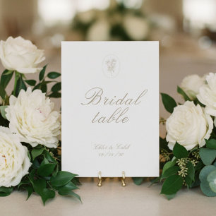 Marfil Tarjeta de Señal de Mesa de Boda Floral