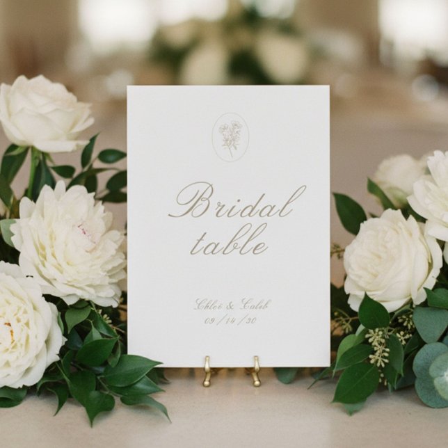 Marfil | Tarjeta de Señal de Mesa de Boda Floral (Subido por el creador)