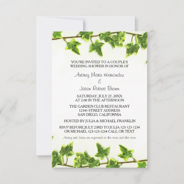 Marfil verde - Invitación a la ducha matrimonial 3 (Anverso)
