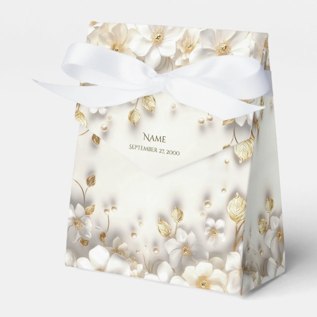 Marfil White Floral Gold Deja Caja Favorita (Front Side)