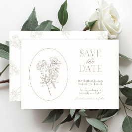 Marfil y Arena | Chic Tarjeta de Boda Floral para