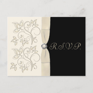 Marfil y negro con tarjeta RSVP Knot Love Knot