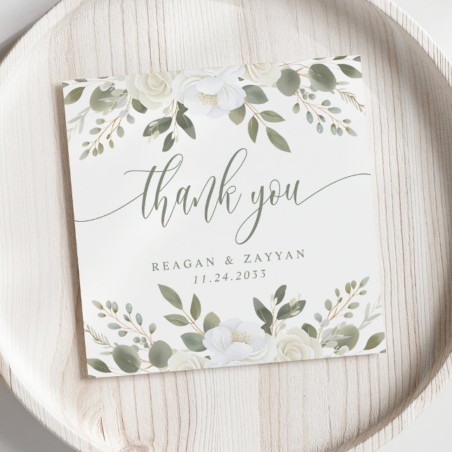 Marfil Y Sage Floral Boda Gracias Tarjeta (Subido por el creador)